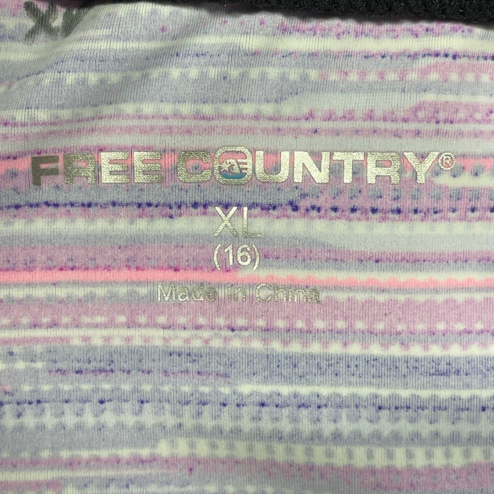 Free Country Tankini Top Women XL Purple Stripe Zip Front Racerback NEW - Picture 8 of 13